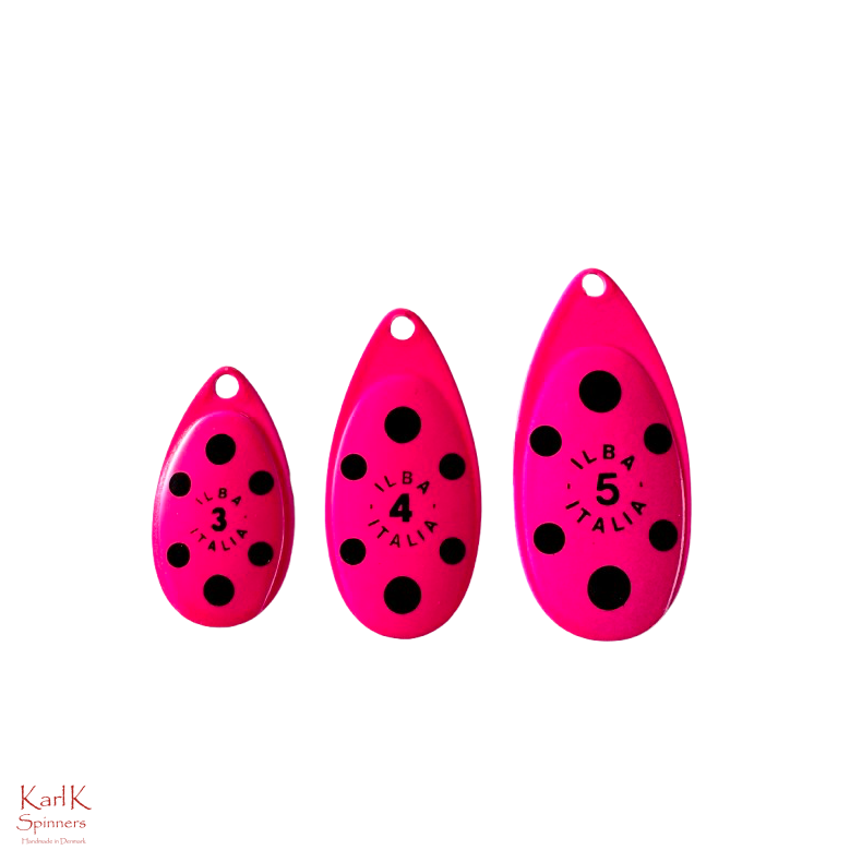 ILBA blad fransk pink med sorte prikker / 4 stk