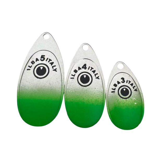 ILBA SpinEye spinnerblade � Fluoro Gr�n med Fish-Eye (4 stk)