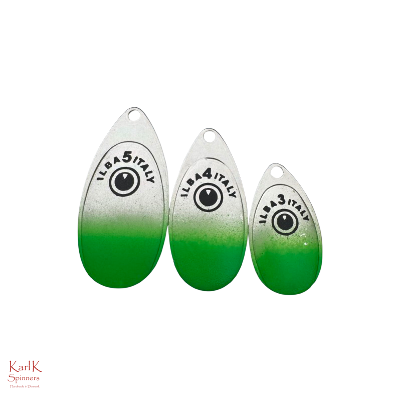 ILBA SpinEye spinnerblade � Fluoro Gr�n med Fish-Eye (4 stk)