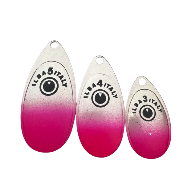 ILBA SpinEye spinnerblade � Fluoro Lilla med Fish-Eye (4 stk)