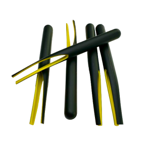 Gummikroppe klippet sort-gul indv.