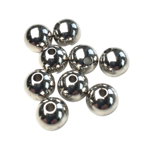Slv perle  8 mm massiv rustfri / 5 stk