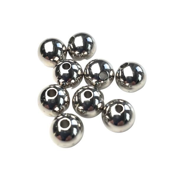 S�lv perle � 8 mm massiv rustfri / 5 stk